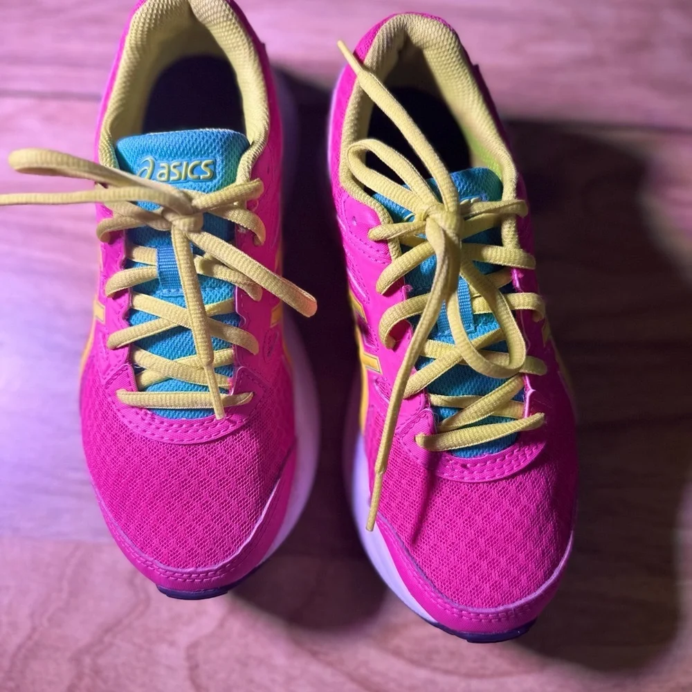 ASICS Kids' Vibrant Pink and Neon Yellow Sneakers - Picture 9 of 10